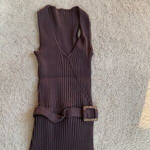 🪸 Buckle Brown Ribbed Tank Top